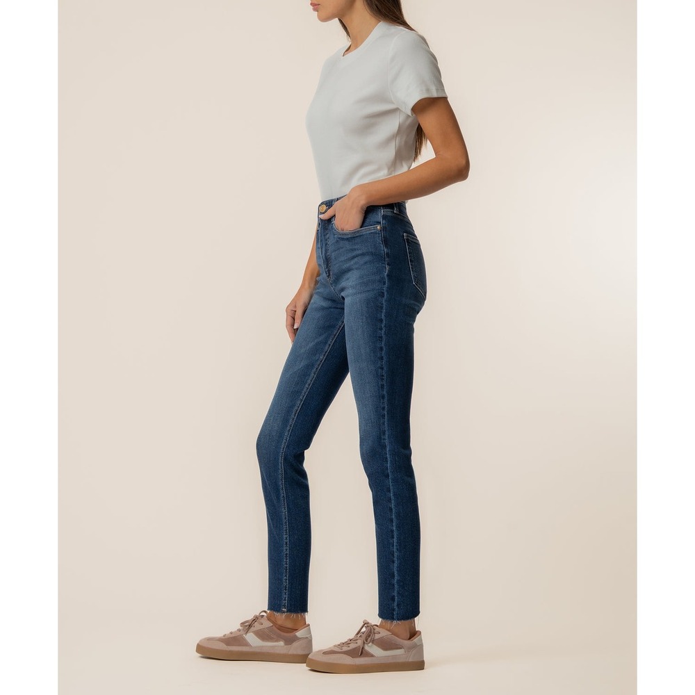 Kut from the Kloth Straight Leg Raw Hem Jeans Blue Medium Wash Womens Size 8